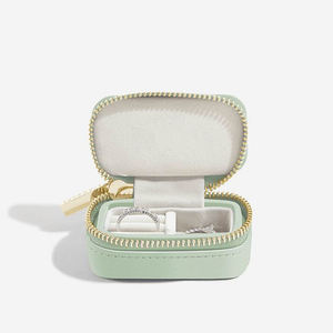 Custom Logo Mini Travel PU Leather Zipper <b>Ring</b> Pendant Jewelry Box Earring Necklace Luxury <b>Storage</b> Jewelry Box - Product Image 3