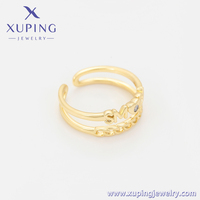 Bague ajustable double couche plaquée or 14 carats avec chaîne à lettres, vente en gros de bijoux Xuping X000755805