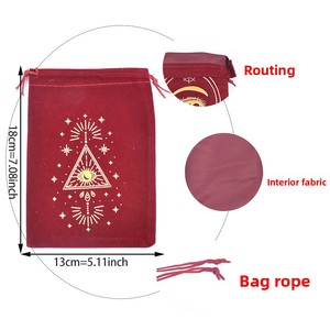 Tas Serut Beludru 13*18cm yang Dapat Disesuaikan dengan Logo Cetak untuk Kemasan & Penyimpanan Kartu Tarot & Perhiasan - Product Image 4