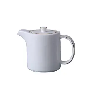 PITO Modern Minimalist 1000CC Teapots Ceramic Bone China Tea Set with Gold Rim Wedding Hotel Teapot and Cup Set