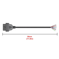 Cable de Extensión OBD2 de 30cm, 16 Pines, Macho, para Auto, Colorido, para DIY