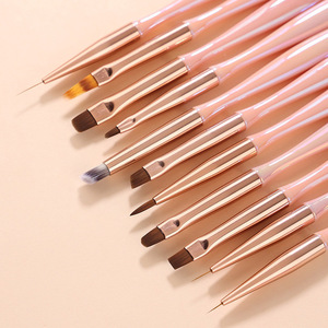 Ensemble de pinceaux à ongles en gel UV, grands, carrés et ronds, pour peinture, estompage et liner, avec pointe ronde, plate et oblique, pour manucure et nail art en salon - Product Image 2