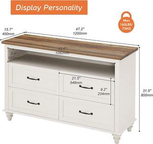 <span class=keywords><strong>Commode</strong></span> à <span class=keywords><strong>langer</strong></span> pour chambre d'enfant 48 ", organisateur de <span class=keywords><strong>commode</strong></span> avec lumière LED, <span class=keywords><strong>commode</strong></span> pour chambre à coucher avec 4 tiroirs, blanc - Product Image 3