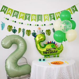 Decorazioni per sfondo con palloncini a forma di dinosauro verde, accessori fotografici per servizi fotografici di bambini di un <span class=keywords><strong>anno</strong></span>, forniture per feste di compleanno - Product Image 3