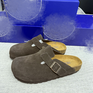 Produit phare : Sandales plates d'extérieur, mules et sabots Birkentocks en cuir véritable et daim pour femme, avec semelle intérieure en liège, Printemps-Été - Product Image 3