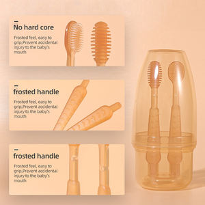 Juego de cepillos de dientes recubiertos de lengua para bebé, limpiador Oral de silicona para recién <span class=keywords><strong>nacido</strong></span>, cepillo de dientes de silicona para niño - Product Image 5