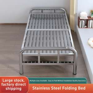 Lit d'appoint pliable compact avec matelas enroulable, cadre en acier inoxydable, rangement facile pour les petits appartements et les bureaux - Product Image 3