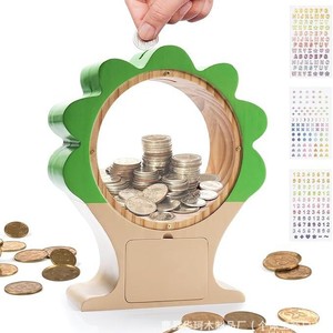 Hucha de madera con ventana transparente de acrílico, caja de dinero de escritorio para niños, regalo, almacenamiento - Product Image 5