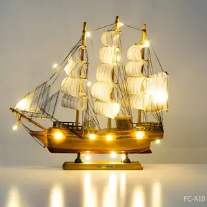 2024 מהדורה חדשה נורדי סירת מפרש מעץ דגם קישוטים יצירתיים עיצוב הבית שולחני