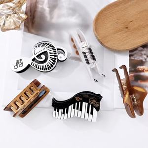 Musical Instrument Acetate Hair Claw Retro Saxophone Piano <b>Note</b> Shape Shark Clip Unique Literary Women Fashion Hair Accessories - Product Image 2