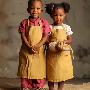 Özel Logo anaokulu mutfak pişirme yürüyor önlükleri tuval çocuklar dayanıklı şef boyalı sanat bebek barbekü Bib
