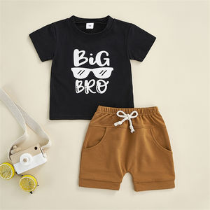 RTS одежда для маленьких мальчиков комплекты одежды с принтом в виде букв для новорожденных комплекты одежды для малышей от 0 до 3 месяцев, для мальчиков и девочек, готово к отправке - Product Image 2