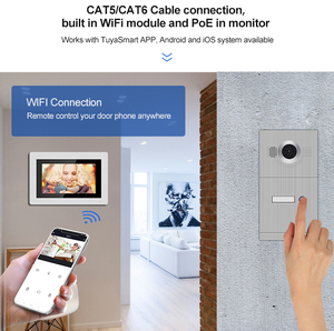 Pantalla táctil de 7 pulgadas Sistema de intercomunicación <span class=keywords><strong>Portier</strong></span> para exteriores Visión nocturna Comunicación dual IP Video Doorphone Android IOS APP Memoria - Product Image 2