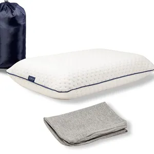 新设计流行风格舒适记忆泡沫紧凑型野营旅行枕，带方便携带的户外便携包