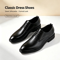 Herren Mikrofaser-Leder Oxford Schnürschuhe mit Rundem Vorderteil, Rutschfeste Komfort-Büroschuhe für Geschäft und Hochzeit