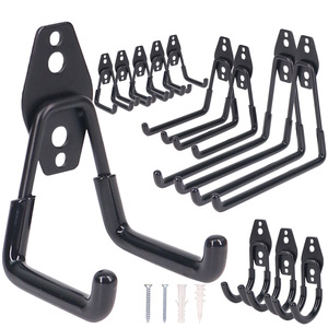 Organisateur d'outils de garage réglable à fixation murale, support de rangement de jardin robuste avec crochets doubles mobiles pour pelle, râteau, pelouse et jardin - Product Image 1