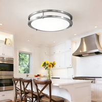 Plafonnier LED rond moderne à deux niveaux en nickel brossé, luminaire encastré pour décoration intérieure, éclairage de plafond pour chambre d'hôtel et appartement