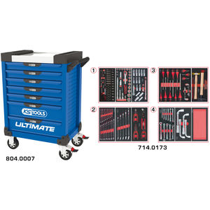 ULTIMATE Carro de herramientas Azul de 7 cajones con 173 herramientas Ultimate Set para uso profesional - Product Image 1