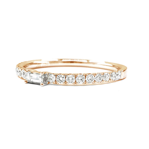 Offre Spéciale : Bague de Fiançailles en Or Rose 18 carats avec Diamants Naturels Taille Baguette, Design Exquis, Idéale pour Mariage - Product Image 2