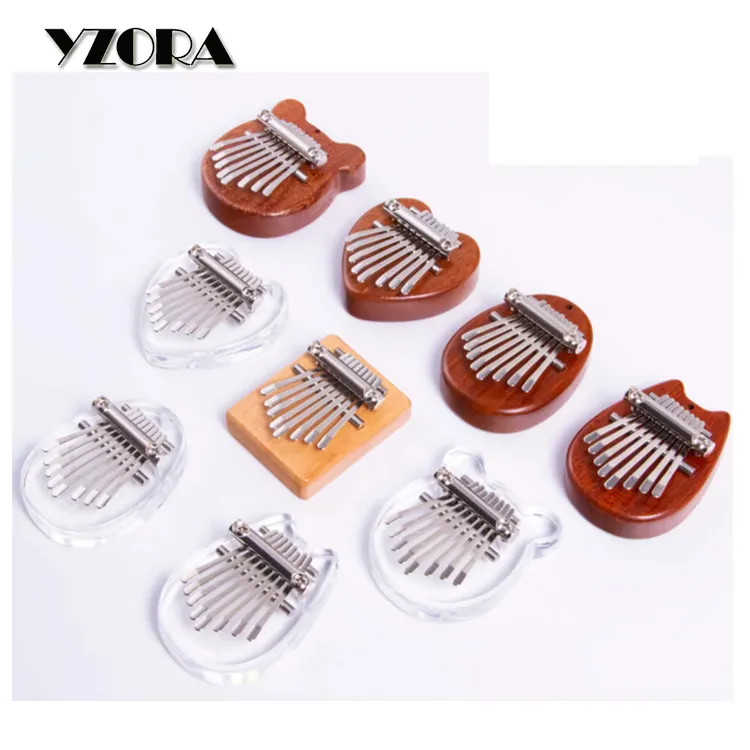 YZORA Solid Wood 8 Keys Finger Mini Kalimba Thumb Piano Portable Marimba Musical Small Cute Kalimbas with Lanyard Gift