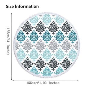 Serviette de plage ronde à franges avec logo personnalisé, sans sable, séchage rapide, en microfibre, pour les activités estivales - Product Image 2