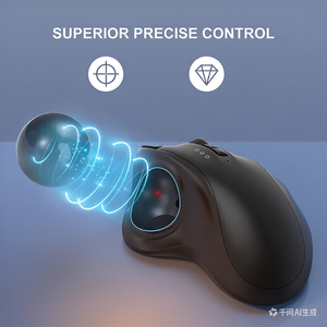 Souris Trackball sans fil à commande par le pouce, souris sans fil au design spécial, charge Type-C, souris sans fil - Product Image 4