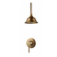 Ensemble de douche rétro tout en laiton avec cartouche céramique, encastré mural, double fonction, jet de pluie doux
