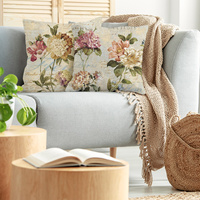 Housse de coussin carrée pour canapé à motif floral, impression numérique par sublimation, logo personnalisé, vente en gros directe usine