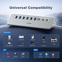 Hub USB 3.2 Gen 2 10 Gbps en aluminium à 9 ports avec ports USB-C/USB-A, compatible avec la charge PD 65W pour ordinateurs portables/iPhone 17/16/15/PC – En stock