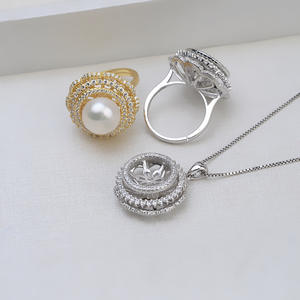 Anillo Abierto de Plata S925, Juego de Colgantes para Mujer, Joyería Ajustable Giratoria DIY, Soporte para Perlas Vacío 1287, Accesorios de Moda para Mujer - Product Image 1