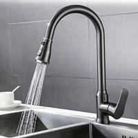 Robinet de cuisine avec bec flexible et bec col de cygne à arc élevé, mitigeur monocommande chaud/froid pour hôtels