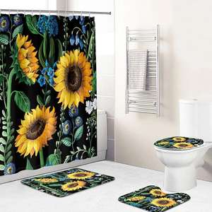 Impression personnalisée <span class=keywords><strong>de</strong></span> <span class=keywords><strong>rideau</strong></span> <span class=keywords><strong>de</strong></span> <span class=keywords><strong>douche</strong></span> à fleurs impression hôtel <span class=keywords><strong>rideau</strong></span> <span class=keywords><strong>de</strong></span> <span class=keywords><strong>douche</strong></span> tournesol imperméable ensemble <span class=keywords><strong>de</strong></span> <span class=keywords><strong>rideau</strong></span> <span class=keywords><strong>de</strong></span> <span class=keywords><strong>douche</strong></span> 4 pièces - Product Image 2