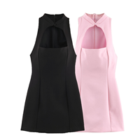 Robe décontractée pour femme à col mandarin, coupe trapèze, en tissu écologique lavable, imprimé numérique, fermeture éclair au dos, tenue d'été