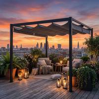 Pergola en fer 3x3m et 2x3m avec auvent coulissant rétractable, treillis de jardin extérieur, gazebo, vente en gros usine
