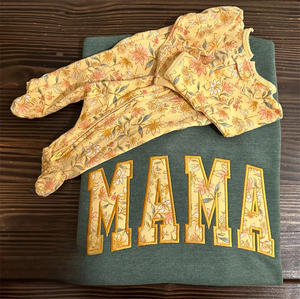 Custom <span class=keywords><strong>MAMA</strong></span> bordado de bambú francés Terry sudadera apliques adultos de talla grande chándales para combinar con bebé de bambú mameluco Pijamas - Product Image 1