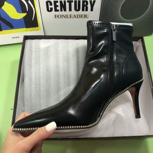 <span class=keywords><strong>Botines</strong></span> de tacón de aguja puntiagudos para Mujer, calzado Sexy negro con diamantes de imitación para otoño - Product Image 6