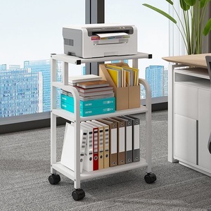 Three Layer Metal Storage Rack With Wheels For Office Printer And Supplies Heavy Duty Standing Organizer - Product Image 1
