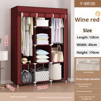 Vente en gros Armoire pliante grande capacité Armoire moderne multifonctionnelle en tissu non tissé Renforcement du cadre en acier