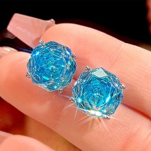Elegant Eco-friendly Copper 16-12mm Aquamarine Zircon Floral Pendant <b>Earrings</b> Ring <b>Set</b> Fancy Jewelry <b>Set</b> for Evening Banquet - Product Image 4