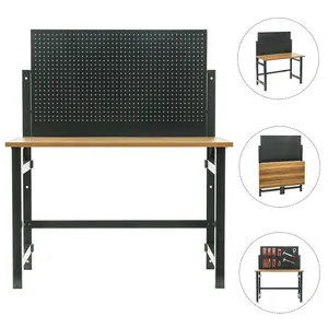 Heavy duty foldable durable garage workshop wood multifunction tool table steel pegboard workbench
