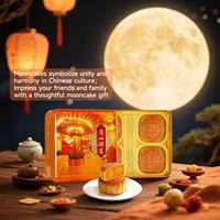 Paquete de 4 Pasteles de Luna LIKOFU 100% de Pasta de Loto Blanco Puro con Doble Yema, Delicias Tradicionales Cantonesas para el Festival de Medio Otoño, Venta al por Mayor