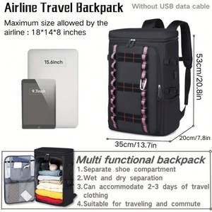 Mochila de Viaje Informal de Nailon de Moda con Compartimento Independiente para Computadora, Gran Capacidad, Compartimento para Zapatos, Impermeable para Hombre - Product Image 6