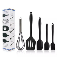 5 buah Set peralatan silikon tahan panas, Spatula sendok Pasta aksesori rumah dan dapur
