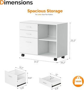 Meuble de classement mobile à tiroirs pour bureau, armoire de rangement de documents, meuble de classement plat, mobilier de bureau - Product Image 3