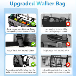 Bolsa de Transporte Plegable con Múltiples Bolsillos para Andador, con Portavasos, Bolsa de Almacenamiento con Asa para Transportar con las Manos Libres, para Andadores Universales - Product Image 5