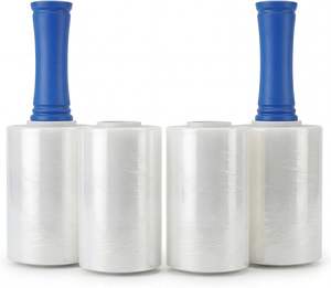 Stretch <b>Wrap</b> for Moving Heavy Duty <b>Clear</b> High Gloss Plastic <b>Wrap</b> Handles Reinforced Grade Packing Shipping Pallet Furniture - Product Image 1