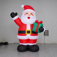 Père Noël gonflable de Noël avec boîte cadeau, lumière LED, Père Noël gonflable pour extérieur, jardin, fête de Noël, décoration