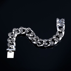 Edgy Punk Skull Cuban Link Bracelet <b>Men</b> Surgical Grade 316L Stainless Steel Hypoallergenic Heavy Chain Tactical Jewelry Gift - Product Image 1