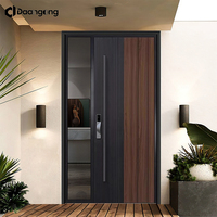 Puertas Batientes con Marco de Aluminio para Entrada Principal Exterior, Vidrio Templado con Rotura de Puente Térmico, Estilo Moderno para Villas y Casas de Playa