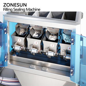 เครื่องบรรจุภัณฑ์แบบอัตโนมัติแนวตั้ง ZONESUN ZS-AFS04W สำหรับเม็ดและผง บรรจุในซองสำเร็จรูป พร้อมระบบชั่งน้ำหนักสี่หัว และระบบดูดฝุ่น - Product Image 4